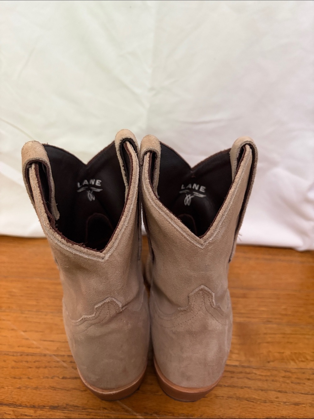 Women's Suede Western Heeled Boots in Taupe - Picture 3 of 7